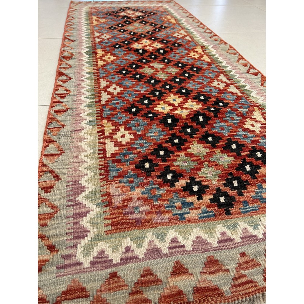 tappeto in lana kilim afgano 198x82 cm
