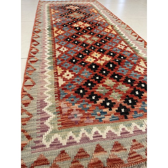 tappeto in lana kilim afgano 198x82 cm