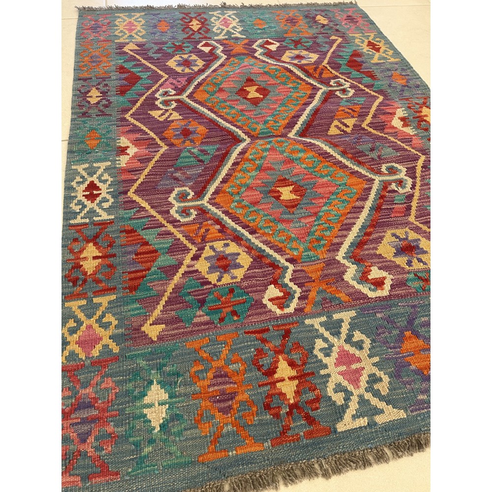 tappeto in lana kilim afgano 140x100 cm