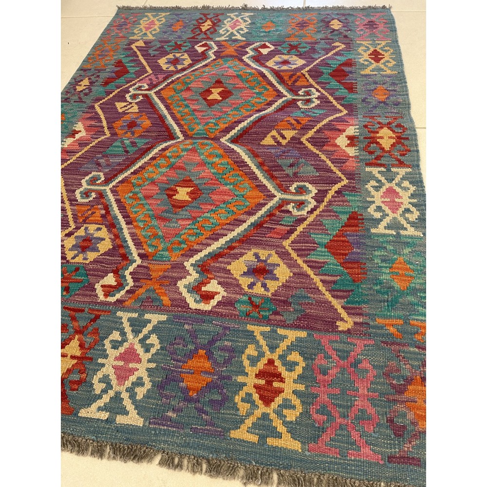 tappeto in lana kilim afgano 140x100 cm