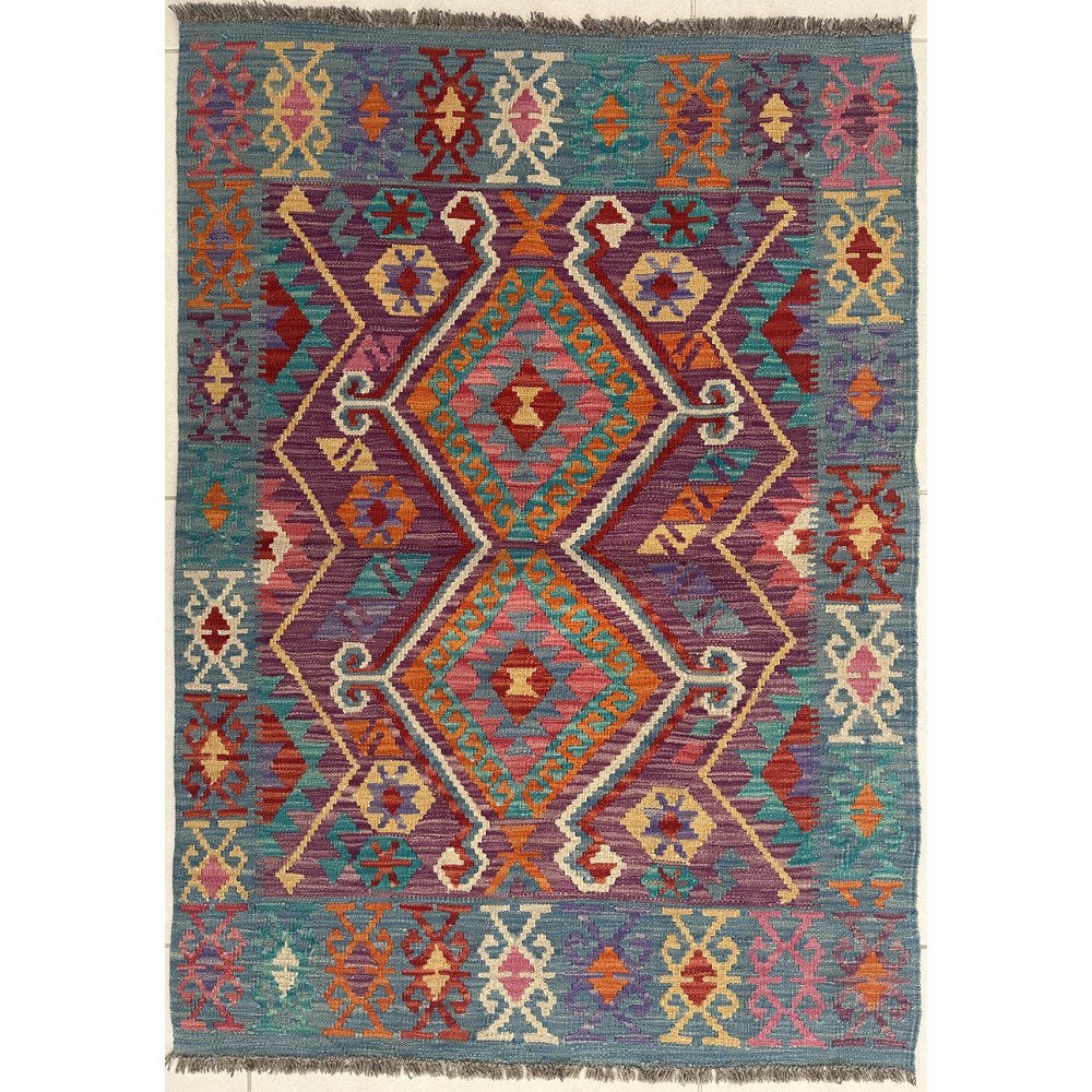 tappeto in lana kilim afgano 140x100 cm