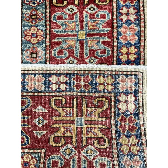 Tappeto in lana kazak extra beige e rosso 145x102 cm