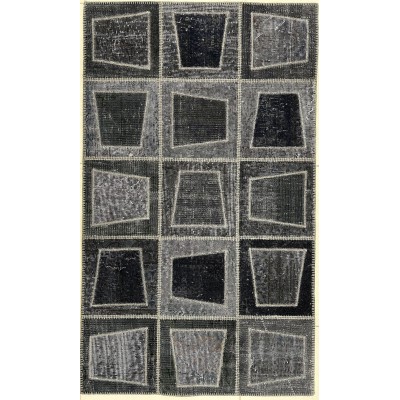 tappeto moderno patchwork grigio e nero 90x150 cm