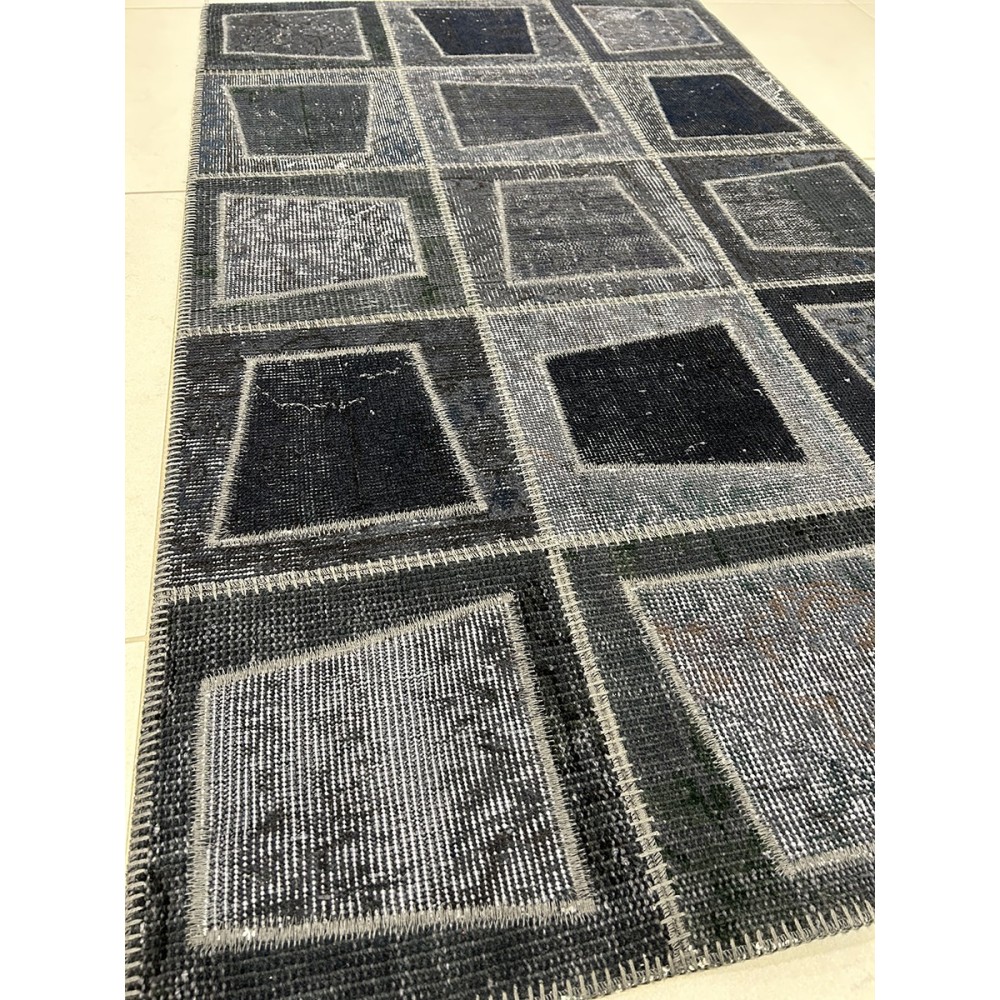 tappeto moderno patchwork grigio e nero 90x150 cm