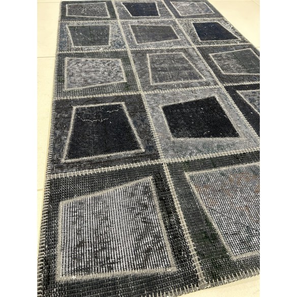 tappeto moderno patchwork grigio e nero 90x150 cm