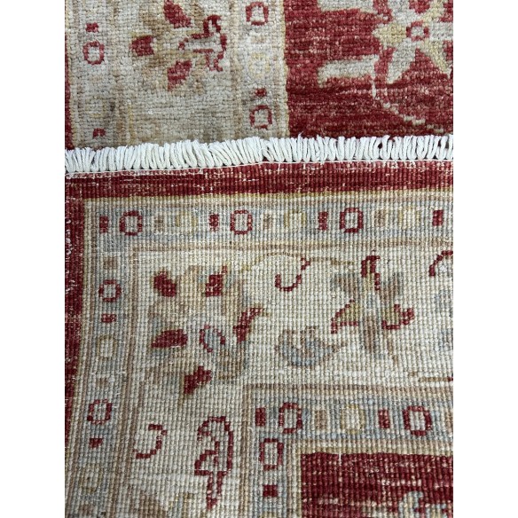 tappeto floreale in lana rosso e beige 86x150 cm