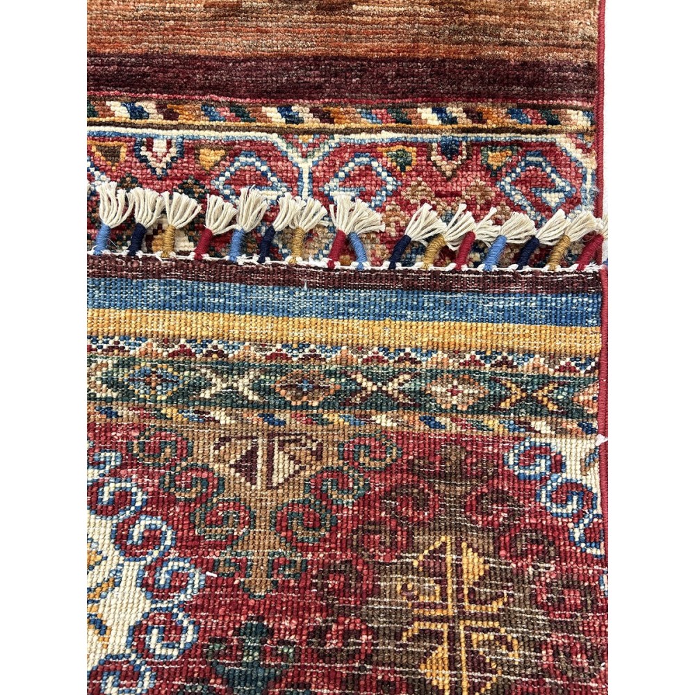 Tappeto shabargan annodato a mano multicolore geometrico 153x107 cm