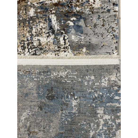 Tappeto moderno disegno astratto azzurro e oro misura 150x80 cm