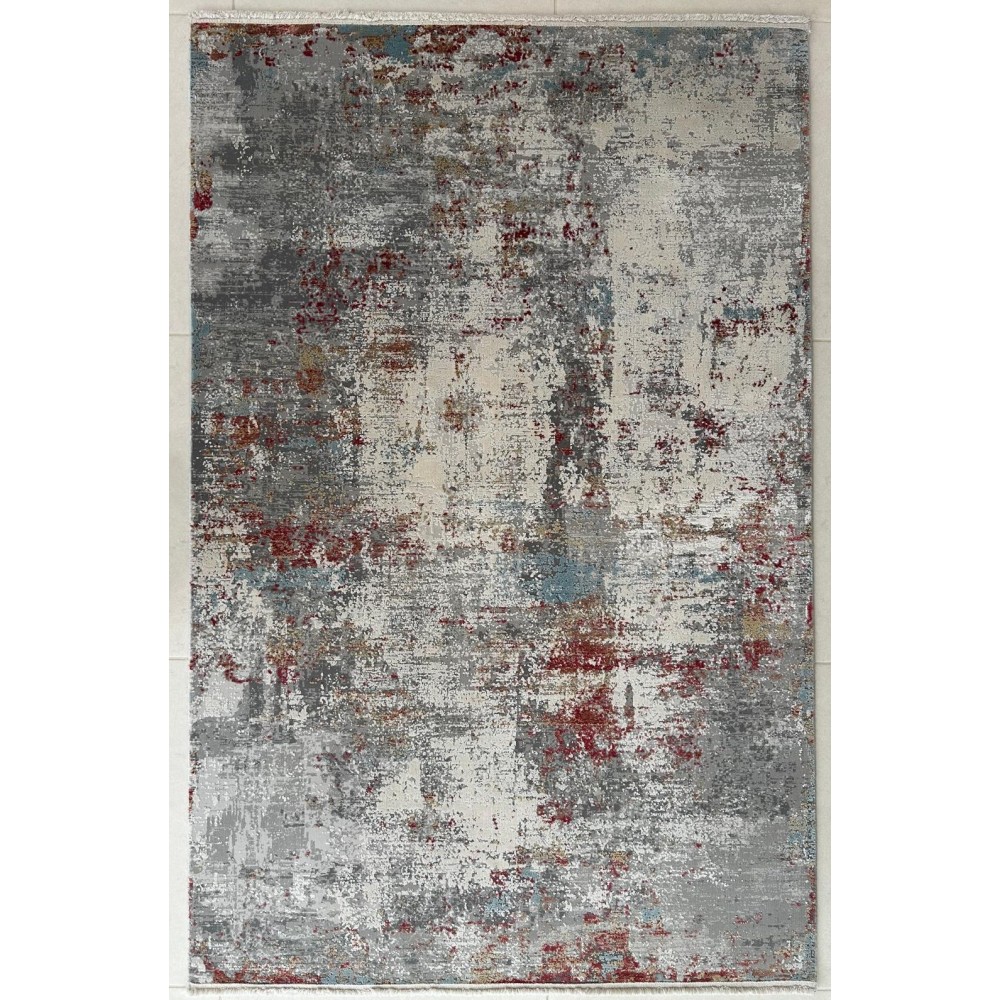 Tappeto Moderno OLIMPOS Grigio/Rubino 120x180 cm – Design Elegante per