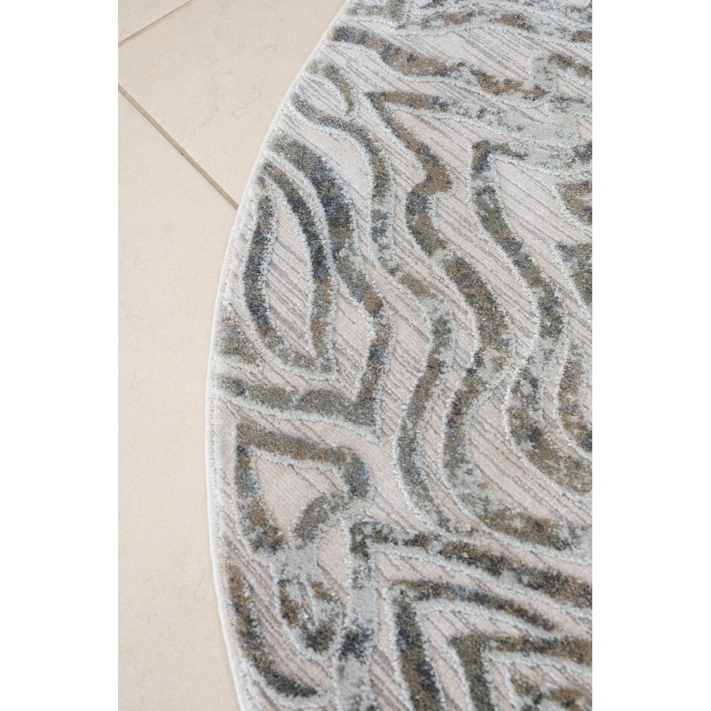 Tappeto Rotondo CASTILLA Grigio Ø160 cm – Design Moderno per Soggiorno