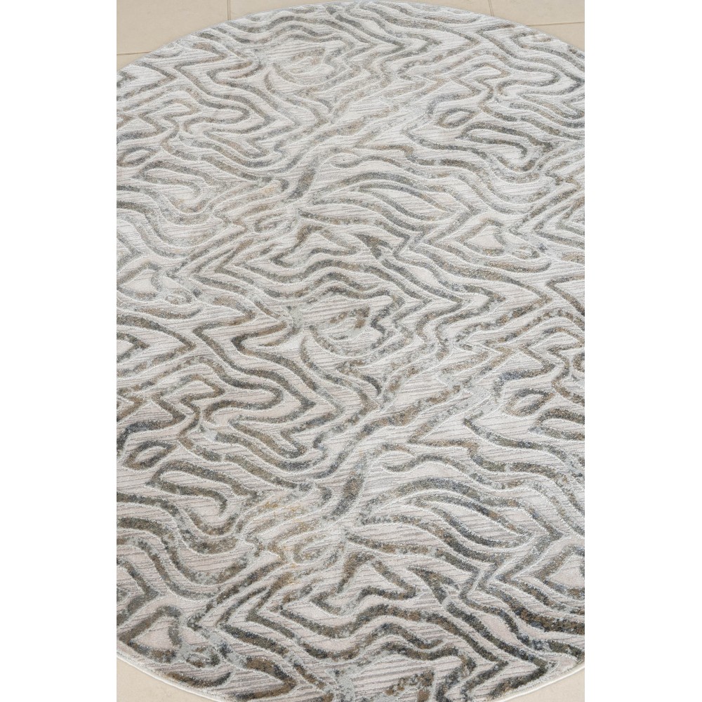 Tappeto Rotondo CASTILLA Grigio Ø160 cm – Design Moderno per Soggiorno