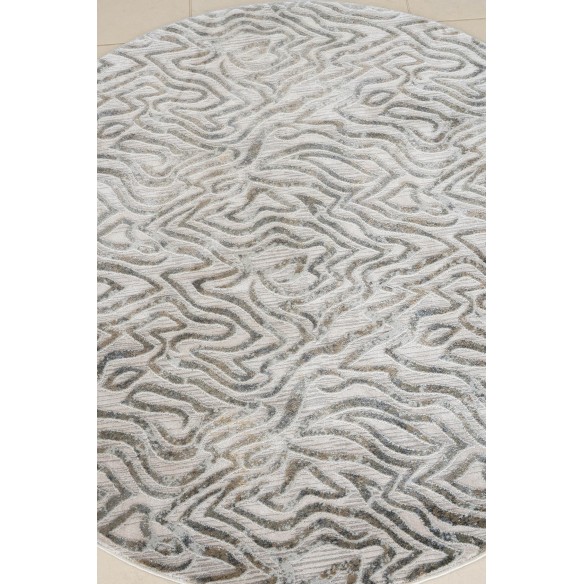 Tappeto Rotondo CASTILLA Grigio Ø160 cm – Design Moderno per Soggiorno