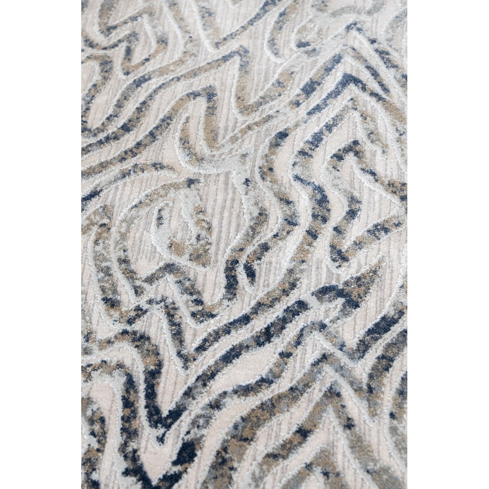 Tappeto Rotondo CASTILLA Grigio/Blue – Design Moderno per Soggiorno