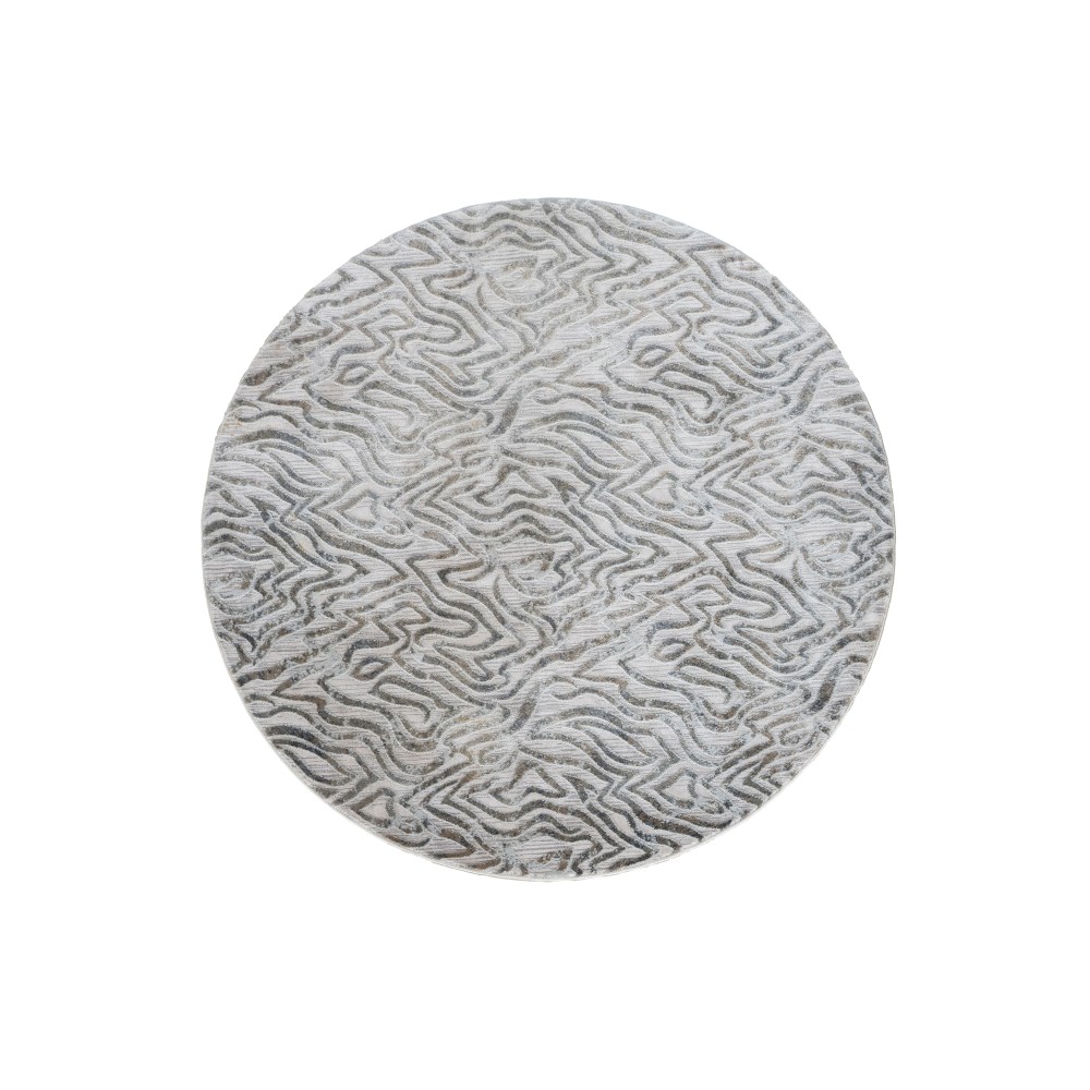 Tappeto Rotondo CASTILLA Grigio Ø160 cm – Design Moderno per Soggiorno