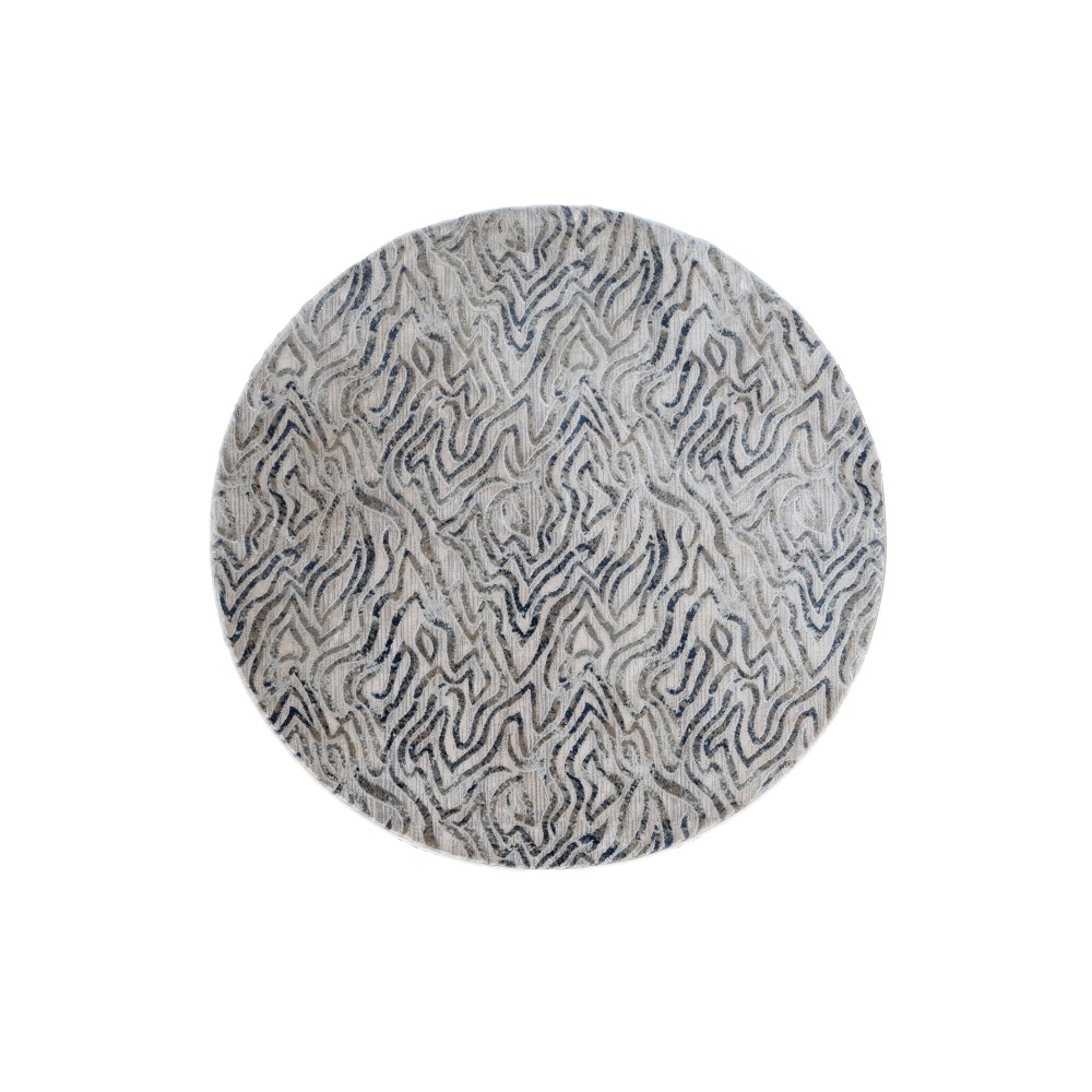 Tappeto Rotondo CASTILLA Grigio/Blue – Design Moderno per Soggiorno