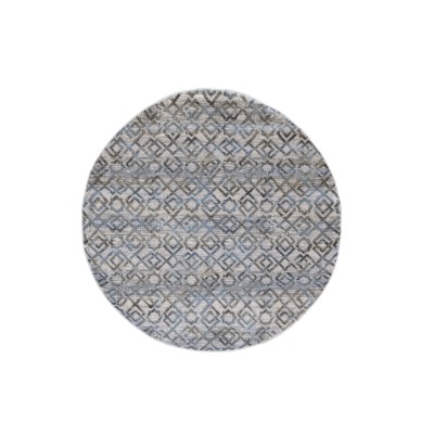 Tappeto Rotondo CASTILLA Grigio/Azzurro Ø160 cm – Tappeto Moderno Geom