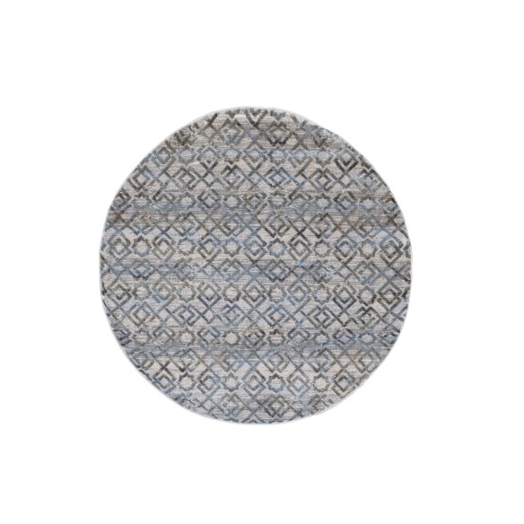 Tappeto Rotondo CASTILLA Grigio/Azzurro Ø160 cm – Tappeto Moderno Geom