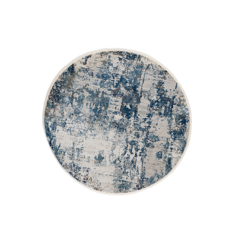 Tappeto Rotondo OLIMPOS Ø160 cm – Tappeto Moderno Astratto Blu e Beige
