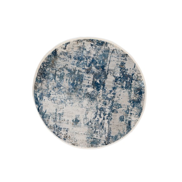 Tappeto Rotondo OLIMPOS Ø160 cm – Tappeto Moderno Astratto Blu e Beige