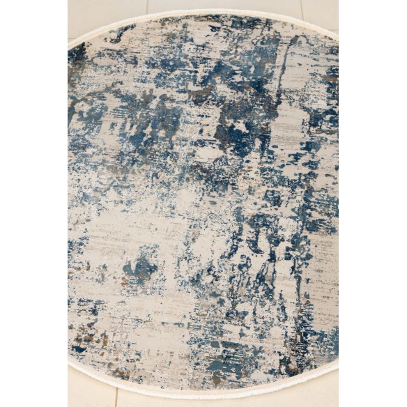 Tappeto Rotondo OLIMPOS Ø160 cm – Tappeto Moderno Astratto Blu e Beige