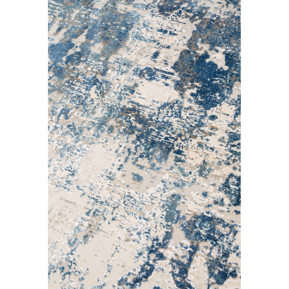 Tappeto Rotondo OLIMPOS Ø160 cm – Tappeto Moderno Astratto Blu e Beige