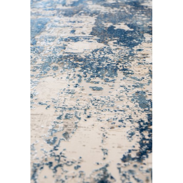 Tappeto Rotondo OLIMPOS Ø160 cm – Tappeto Moderno Astratto Blu e Beige