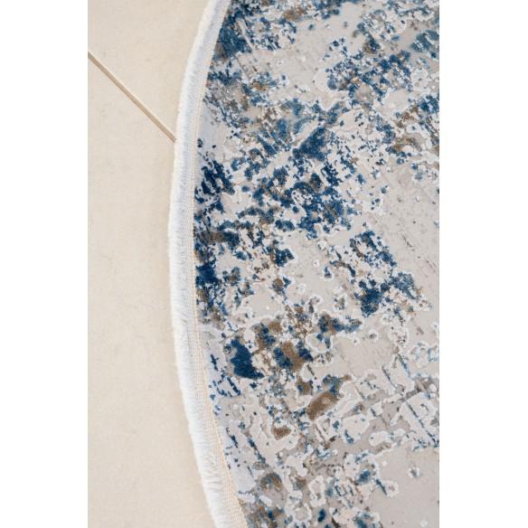 Tappeto Rotondo OLIMPOS Ø160 cm – Tappeto Moderno Astratto Blu e Beige