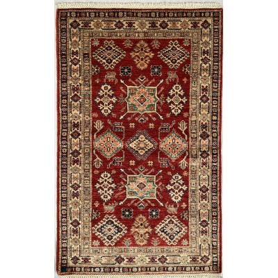 Tappeto geometrico rosso Kazak misura 157x97 cm