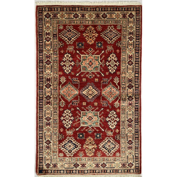 Tappeto geometrico rosso Kazak misura 157x97 cm