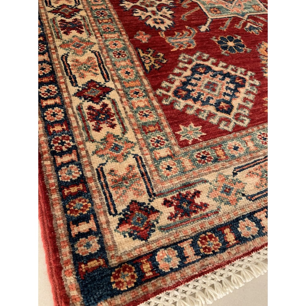 Tappeto geometrico rosso Kazak misura 157x97 cm