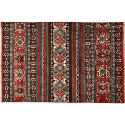 Tappeto moderno geometrico rosso Kazak misura 122x186 cm