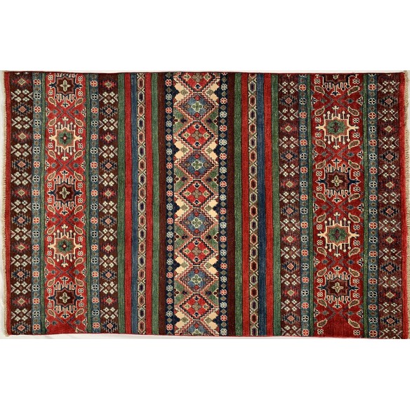 Tappeto moderno geometrico rosso Kazak misura 122x186 cm