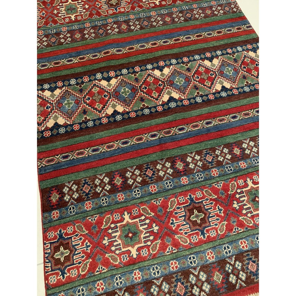 Tappeto moderno geometrico rosso Kazak misura 122x186 cm