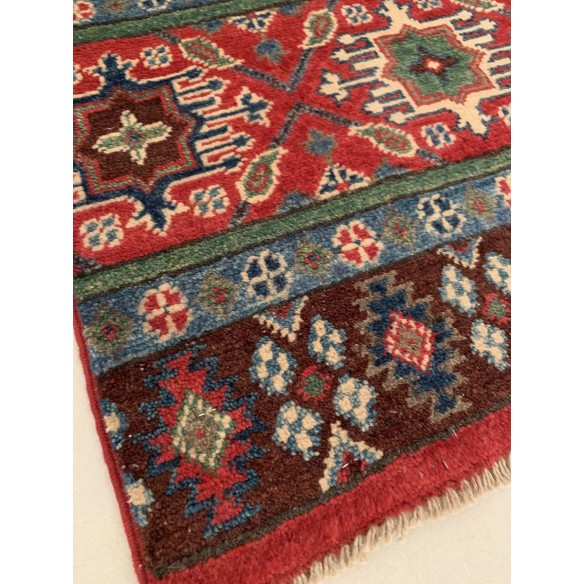 Tappeto moderno geometrico rosso Kazak misura 122x186 cm