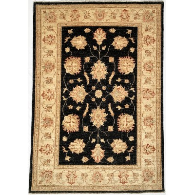 Tappeto floreale nero in lana Ziegler misura 97x140 cm