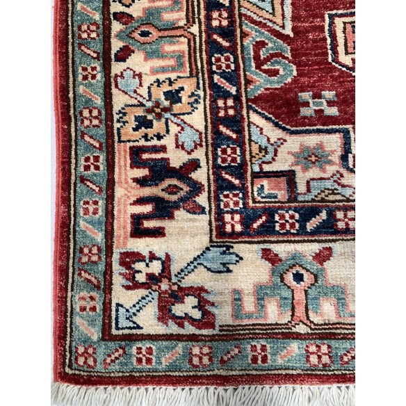 Tappeto geometrico rosso Kazak misura 107x154 cm