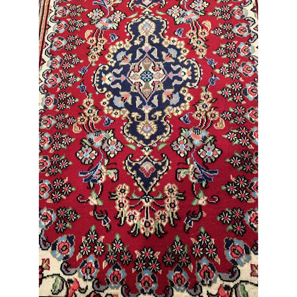 Tappeto persiano rosso Qum misura 91x133 cm