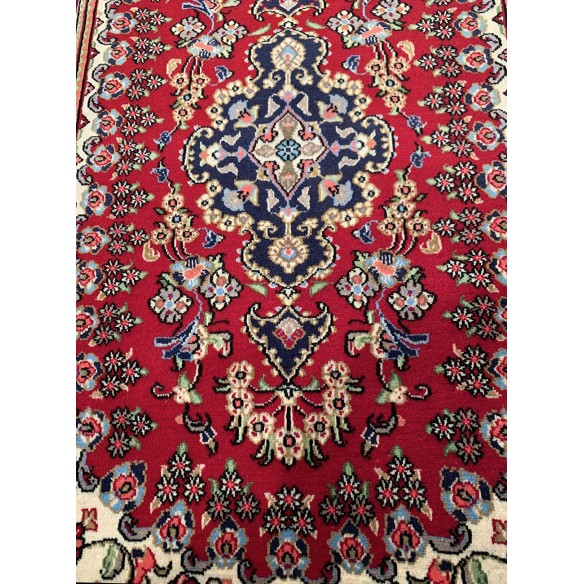 Tappeto persiano rosso Qum misura 91x133 cm