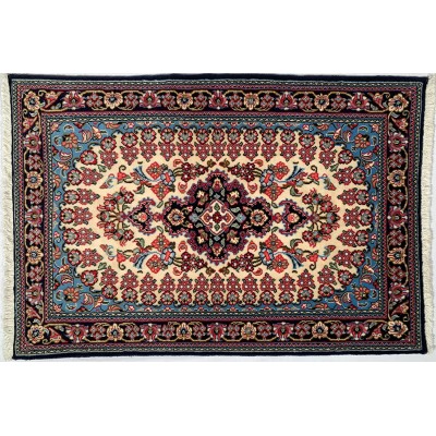 Tappeto persiano blu Qum misura 84x123 cm