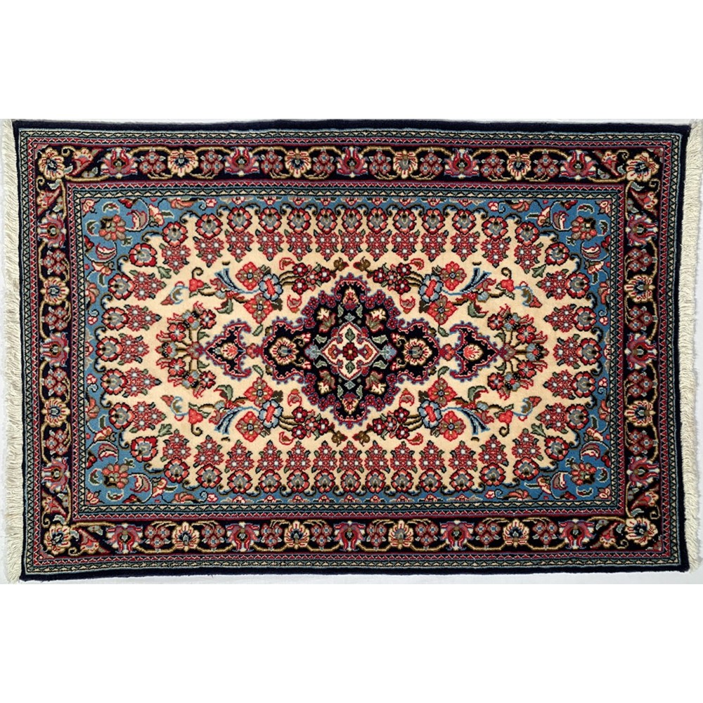 Tappeto persiano blu Qum misura 84x123 cm