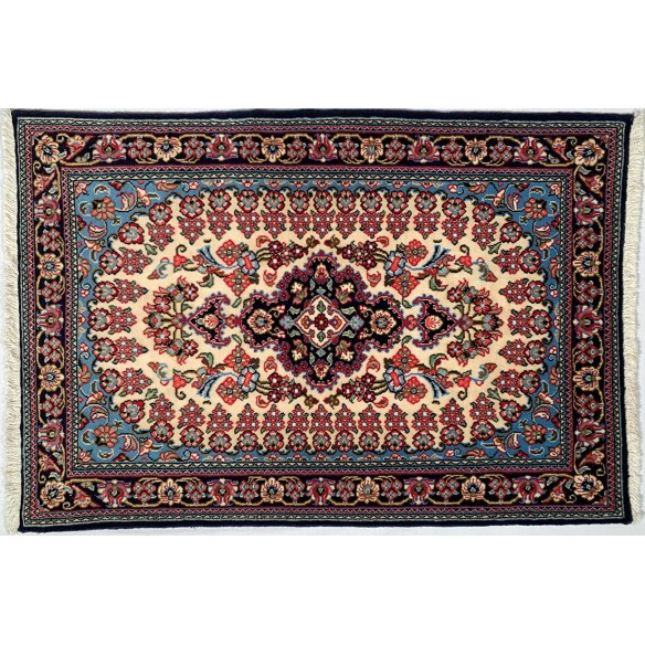 Tappeto persiano blu Qum misura 84x123 cm